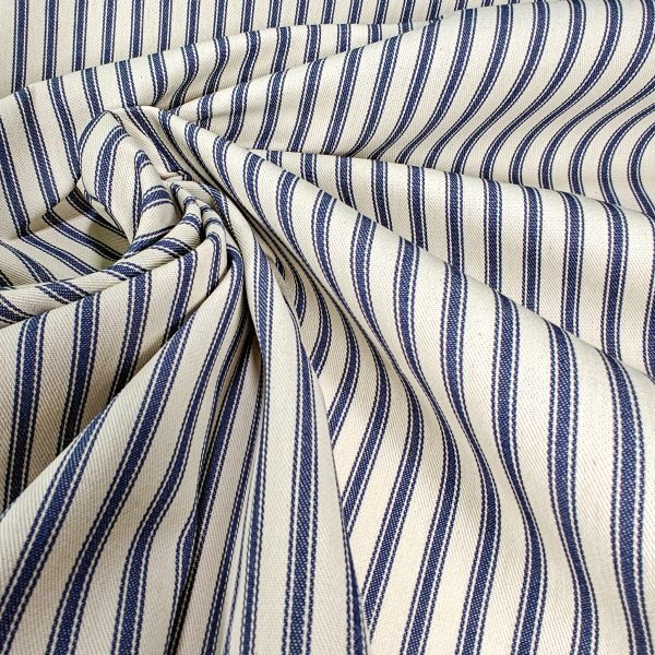 Ticking raitakangas, vahva puuvillakangas - 215cm, navy, palosuojattu
