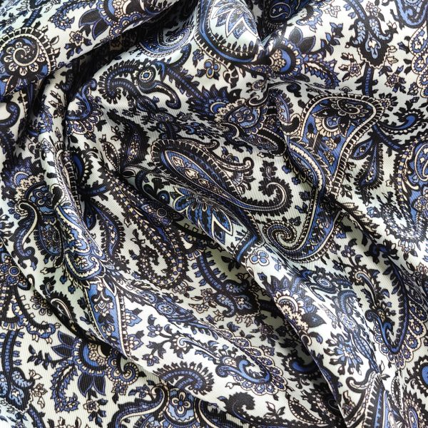 Paisley vuorikangas - 100% viskoosi - sininen