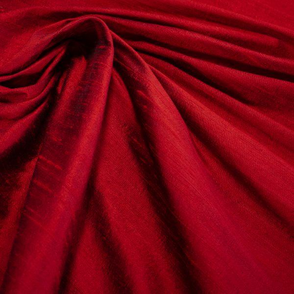 Dupion-silkki, käsinkudottu - Burgundy & musta
