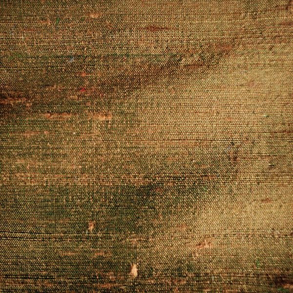 Dupion-silkki, käsinkudottu - Messinki & vihreä