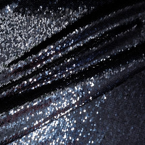 Paljettikangas, ommellut paljetit - sinimusta