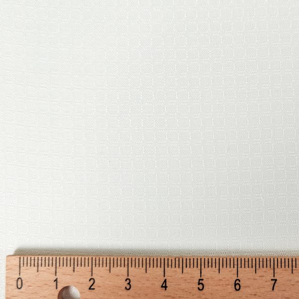 Valkoinen, ruudullinen jacquard viskoosikangas