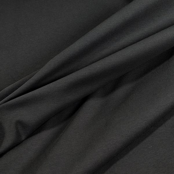 Puuvilla-elastaani interlock neulos - tummanharmaa