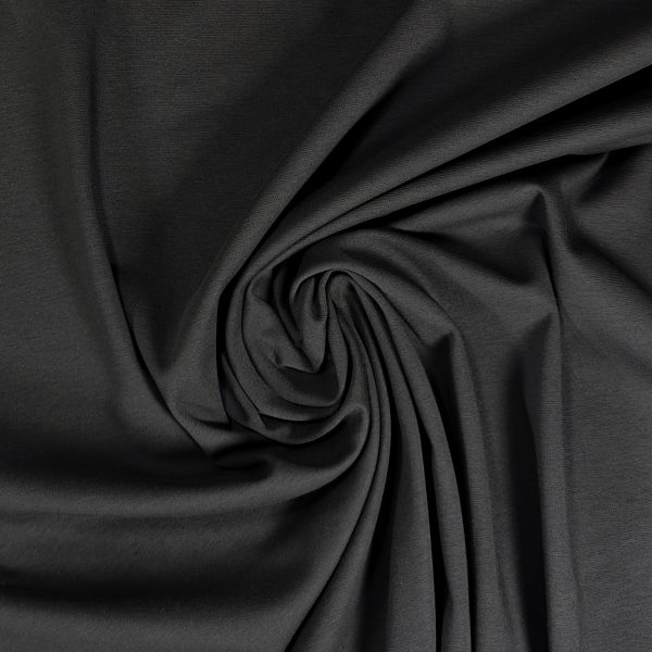 Puuvilla-elastaani interlock neulos - tummanharmaa