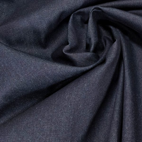 Indigolla kyyppivärjätty, joustava denim farkkukangas - kutistettu