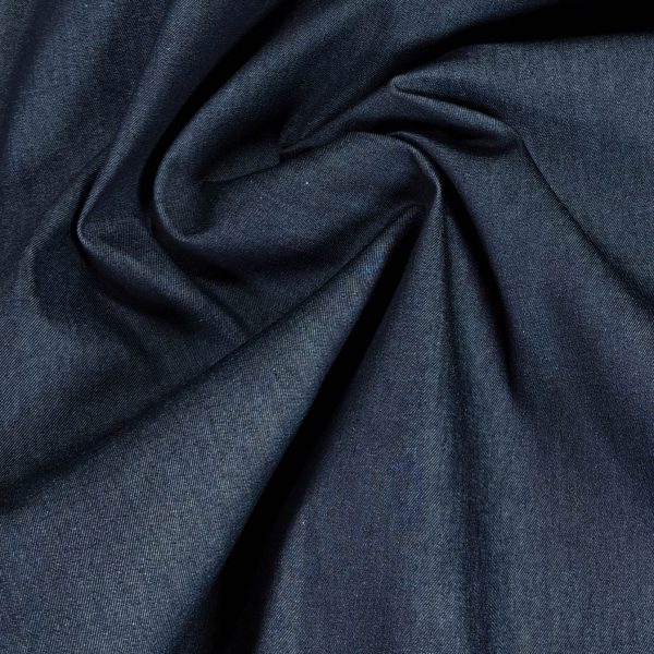 Aito täyspuuvillainen denim farkkukangas - Indigolla kyyppivärjätty, kutistettu