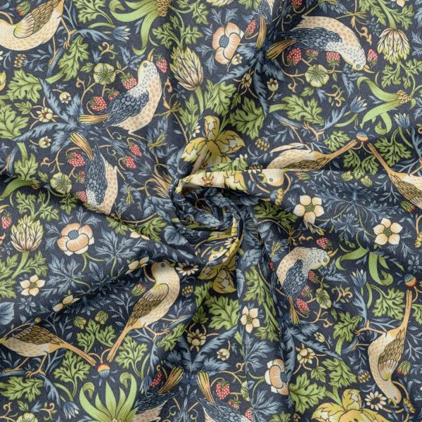 Ulkokangas - William Morris - Strawberry Thief - navy