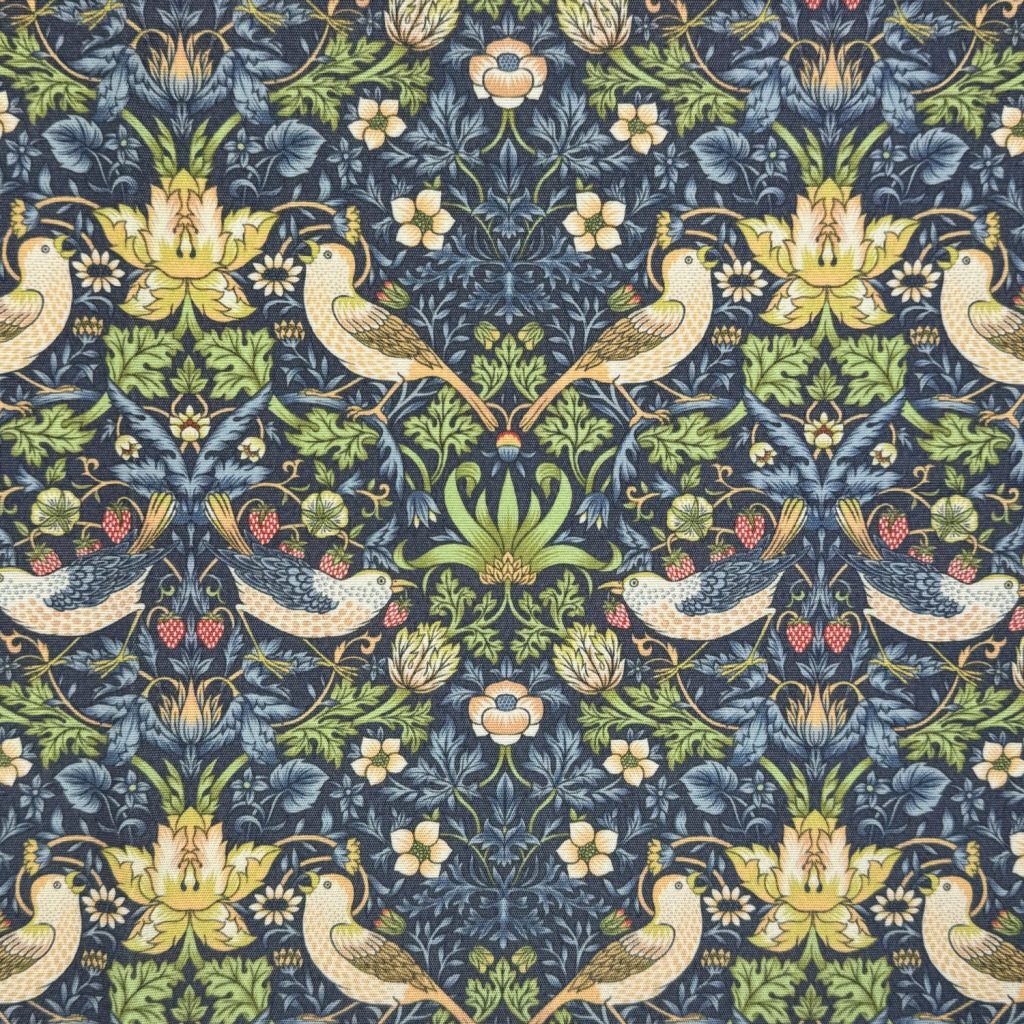 Ulkokangas - William Morris - Strawberry Thief - navy