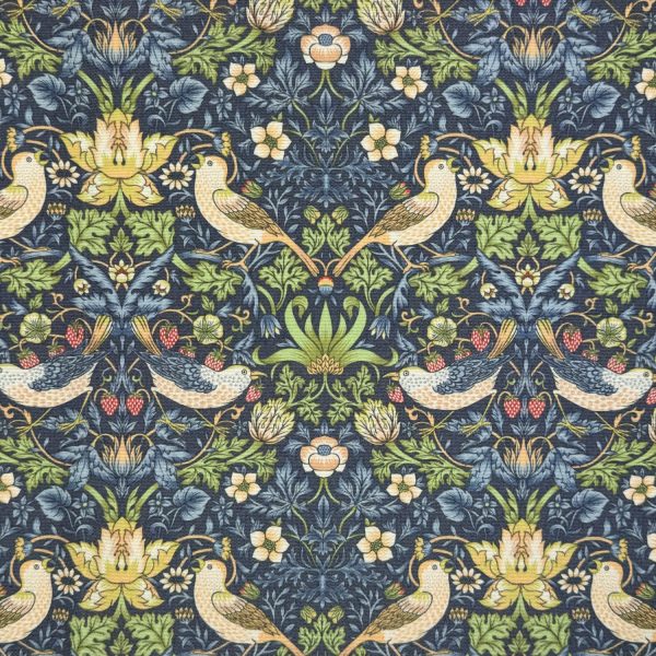 Ulkokangas - William Morris - Strawberry Thief - navy