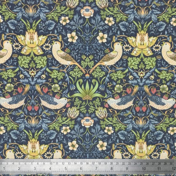 Ulkokangas - William Morris - Strawberry Thief - navy