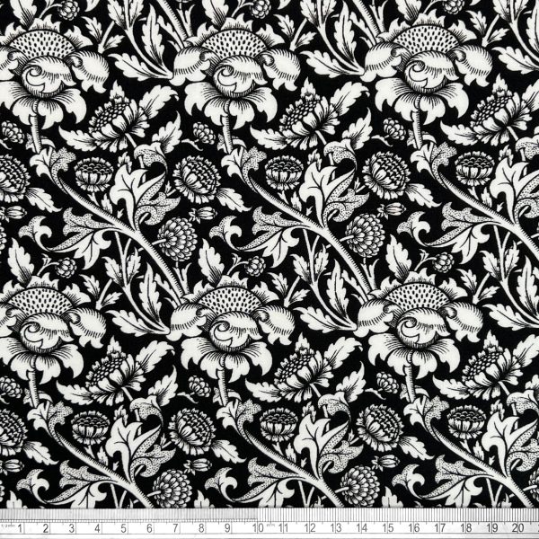 Perkaalipuuvilla - Musta-valkokukat