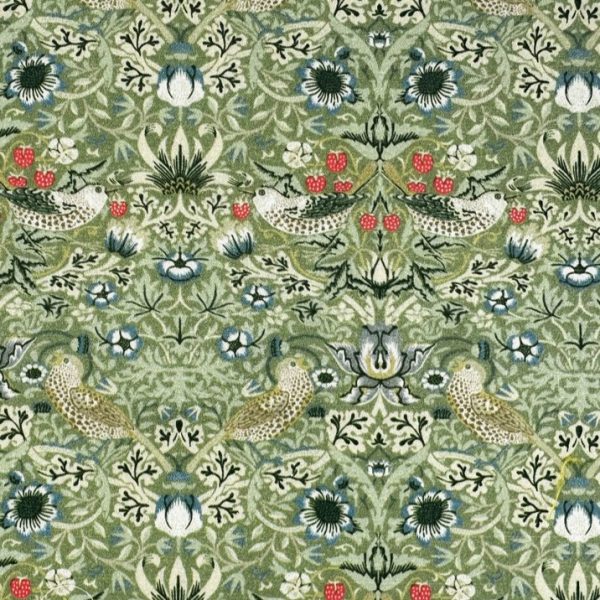 Perkaalipuuvilla - William Morris - Strawberry Thief - pistaasi