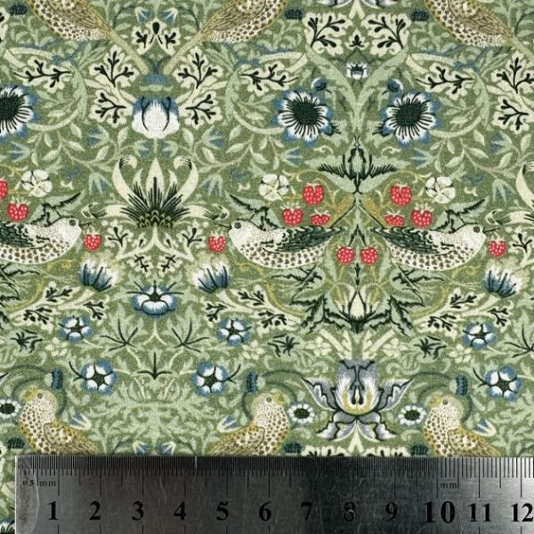 Perkaalipuuvilla - William Morris - Strawberry Thief - pistaasi