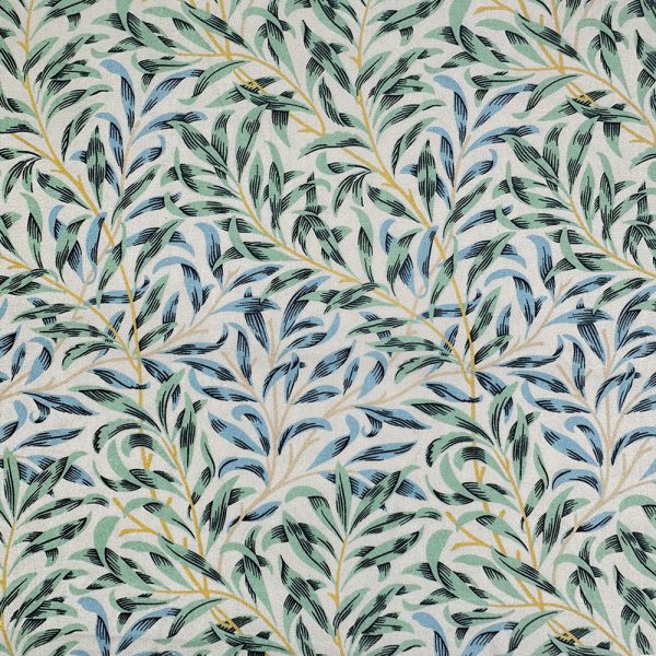 Perkaalipuuvilla - William Morris - Willow Bough, Pajunoksat - sinivihreä