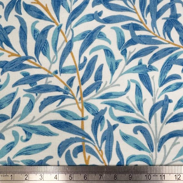 Puuvillatrikoo - William Morris – Willow Bough, Pajunoksat – taivaansininen