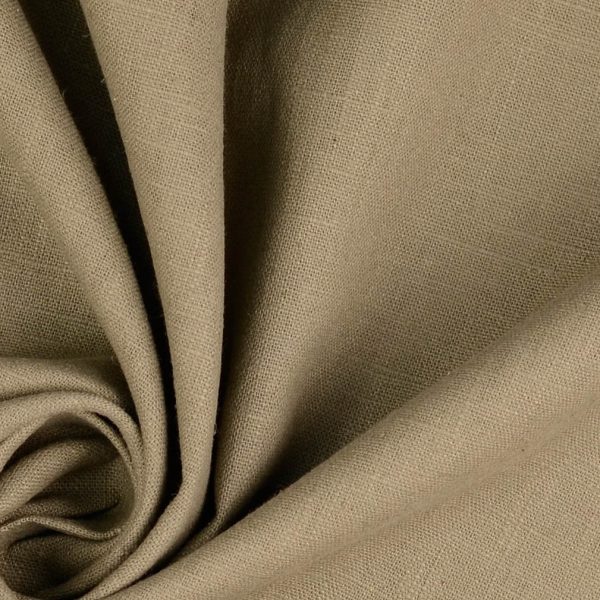 Yksivärinen pesty pellavakangas - khaki
