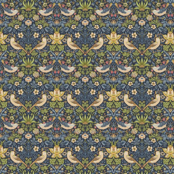William Morris - Strawberry Thief - Sisustuskangas 100% puuvilla- Navy
