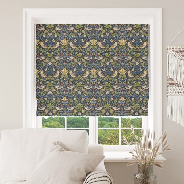 William Morris - Strawberry Thief - Sisustuskangas 100% puuvilla- Navy