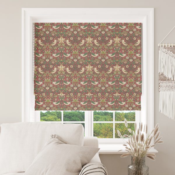 William Morris - Strawberry Thief - Sisustuskangas 100% puuvilla- Punainen