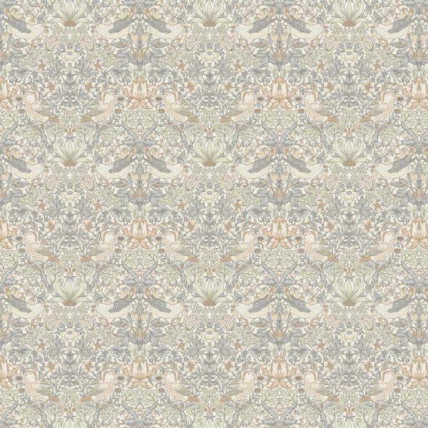 William Morris - Strawberry Thief - Sisustuskangas 100% puuvilla - Neutraali