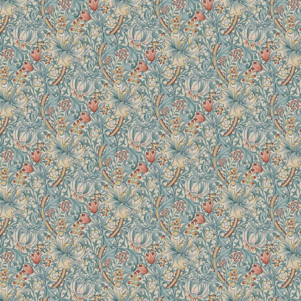 William Morris - Golden Lily - Sisustuskangas 100% puuvilla - Vaaleansininen
