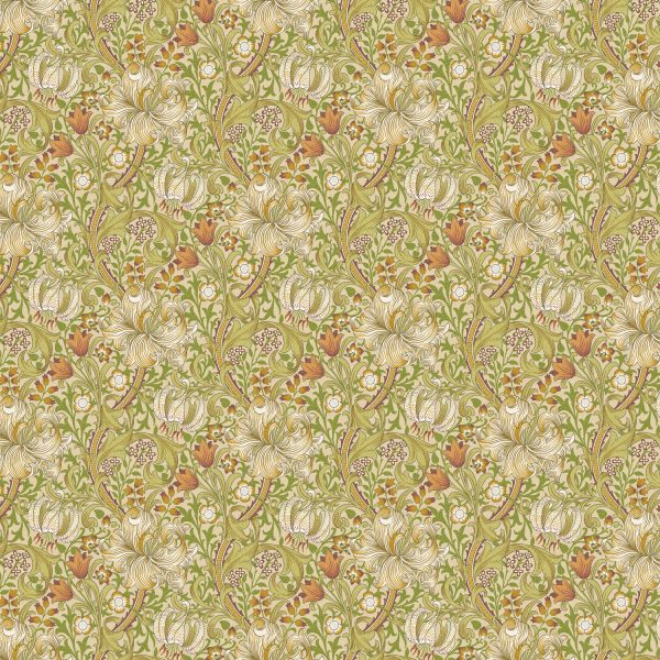William Morris - Golden Lily - Sisustuskangas 100% puuvilla - Vaaleanvihreä