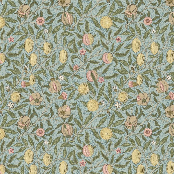 William Morris - Pomegranate - Sisustuskangas 100% puuvilla- Turkoosi