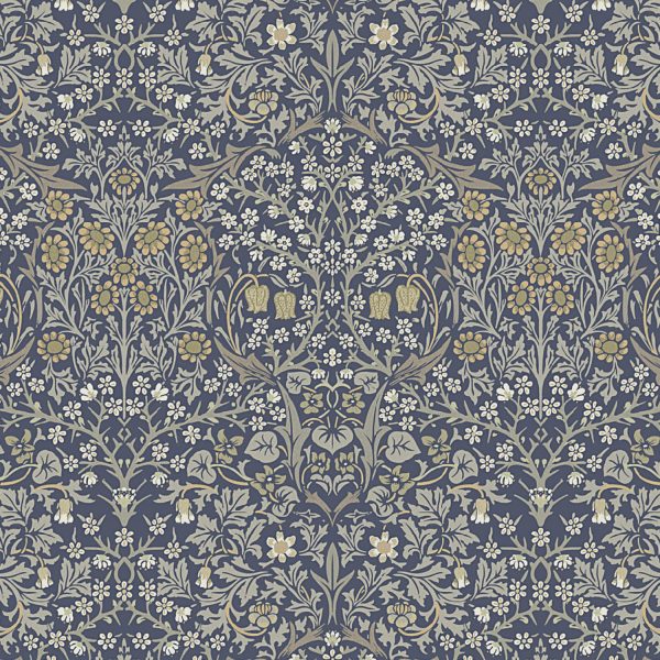 William Morris - Blackthorn - Sisustuskangas 100% puuvilla - Siniharmaa