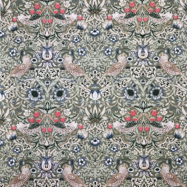 William Morris - Strawberry Thief - Sisustuskangas 100% puuvilla - Salvia