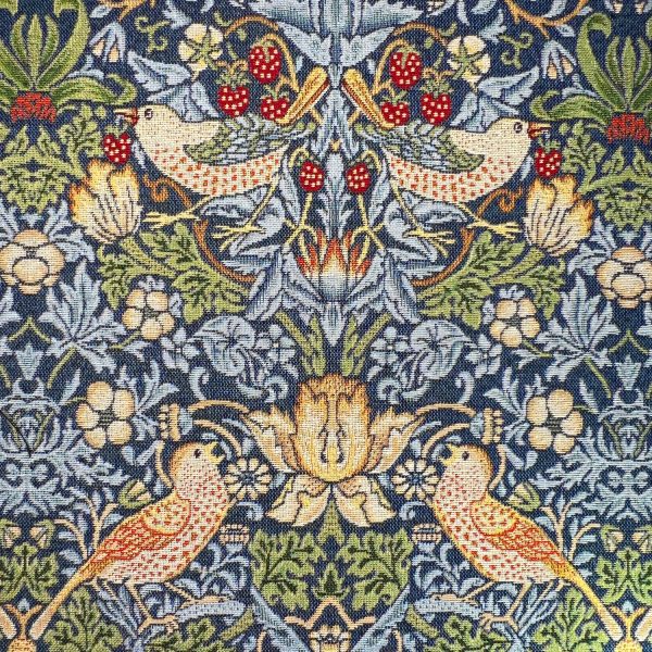 Gobeliinikangas - William Morris - Strawberry Thief, navy