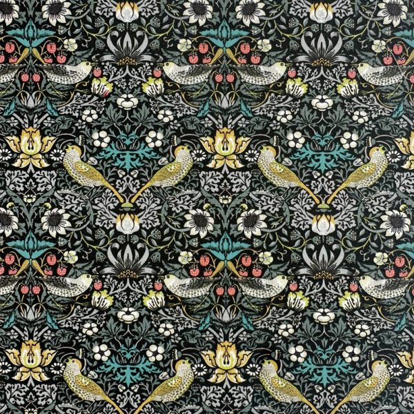 Perkaalipopliini - William Morris - Strawberry Thief - varjossa