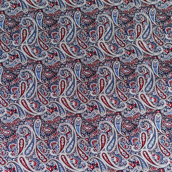 Paisley puuvillapopliini – Sini-punainen-5