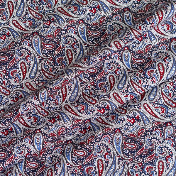 Paisley puuvillapopliini – Sini-punainen