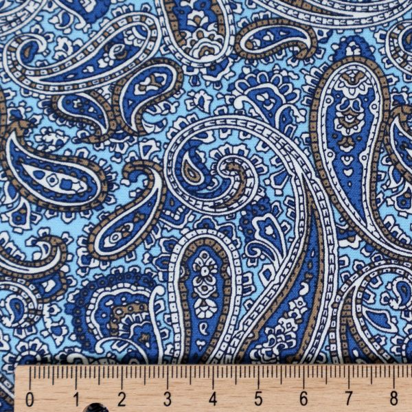 Paisley puuvillapopliini – Sininen-3
