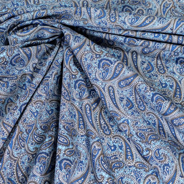 Paisley puuvillapopliini – Sininen-5